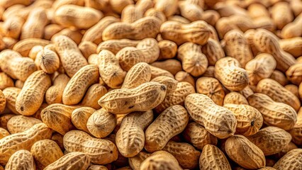 Fototapeta premium Close-up of a pile of peanuts, peanuts, shells, legumes, snack, food, close-up, brown, textured, organic, agriculture, harvest