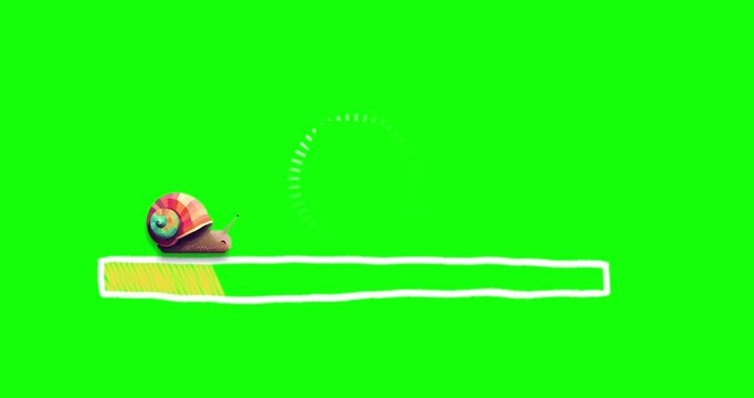 green screen snail loading bar slowly for editing video 4k