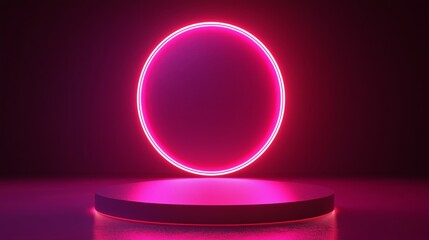 Pink Neon Circle Above Platform.