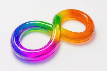 Fototapeta premium Vibrant, looped, colorful rings on a white background.