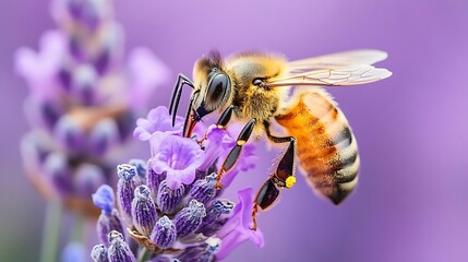 Close-Up Photography of Honey Bee Pollinating Lavender Flower