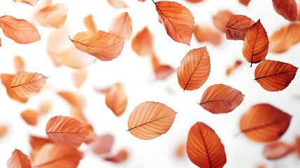 Obraz premium Vibrant Autumn Foliage in Falling Motion on Crisp Background