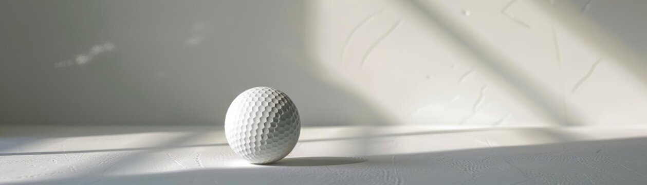 Minimalist polo, single ball, white background, natural light