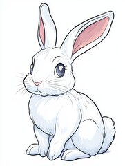 Obraz premium Cute White Bunny with Large Ears