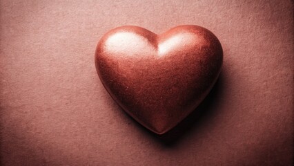 Smooth heart-shaped stone resting on a textured surface.