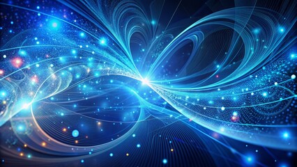 Vibrant blue abstract background featuring intricate lines, swirling patterns, and tiny dots, creating a mesmerizing, futuristic, and dynamic visual experience with unlimited creative possibilities.
