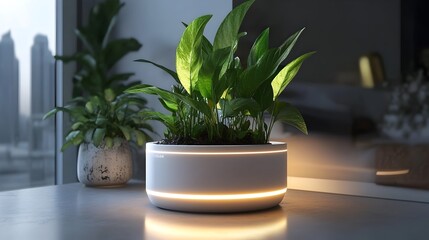 Fototapeta premium Advanced LED-Integrated Smart Planter for Efficient Indoor Gardening Solutions