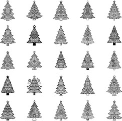 Obraz premium Stylized Christmas Mandala Tree Vector Collection