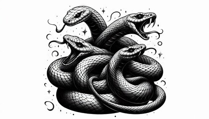 Obraz premium black and white snake