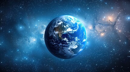 Obraz premium Earth from Space with Starry Milky Way