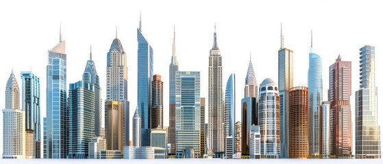 Fototapeta premium Picture-perfect shot of a 3D illustration showcasing a collection of different skyscraper buildings