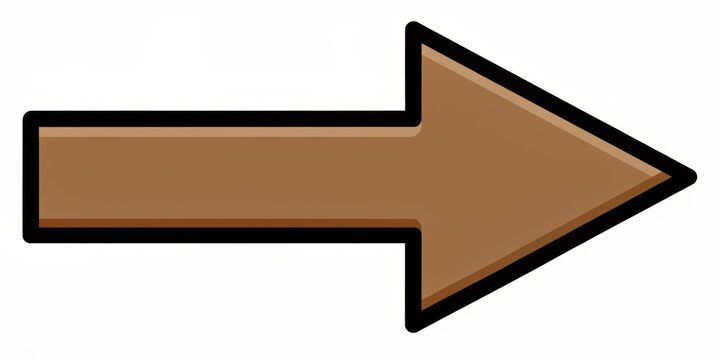 Simple flat cartoon vector illustration of a brown arrow with black outline on a white background in high resolution clip art style.