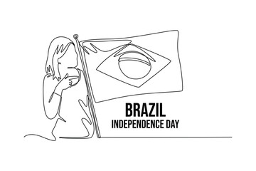 Brazil independence day concept. Single line draw design vector graphic illustration.