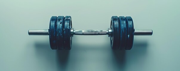Minimalist weightlifting, single weight, white background, natural light