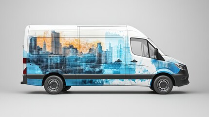 Dynamic Vehicle Wrap Mockup: Showcasing Vibrant Designs on Moving Cars, Vans, and Buses.