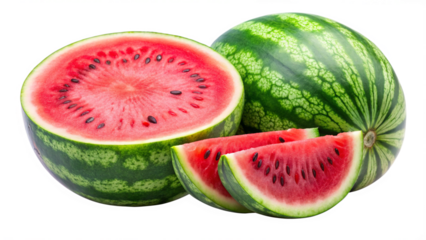 Fresh juicy water melon fruit isolated on transparent background