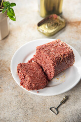 ham spam luncheon canned meat fresh meal food snack on the table copy space foodbackground rustic top view