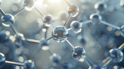 molecule or atom, Abstract structure for Science or medical background, 3d illustration, science, atom, abstract, chemistry, structure, blue, chemical, background