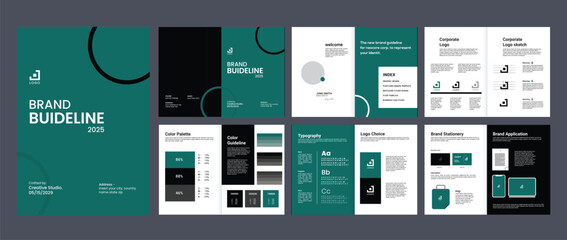 brand guideline portfolio template, brand identity brochure cover leaflet layout, logo brand