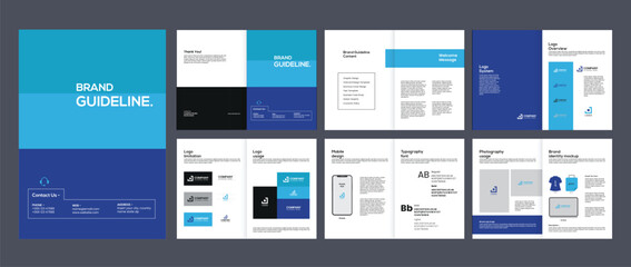 brand guideline template, brand identity brochure cover leaflet layout, logo brand