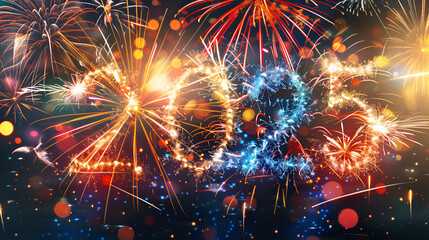 Fototapeta premium Vibrant Fireworks Display on New Year's Eve