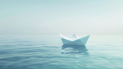 Paper boat in the sea.