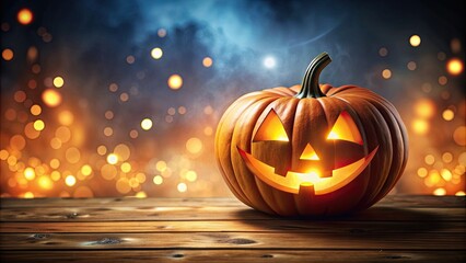 Fototapeta premium Halloween poster with glowing pumpkin background, Halloween, poster, pumpkin, background, spooky, festive, autumn