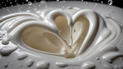 heart shaped splash in milk 
