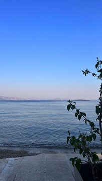 Calm and serene sunset in Dassia on the Corfu, Island Greece