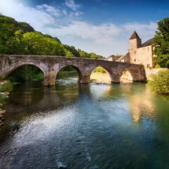 Obraz premium old stone bridge, AI generated