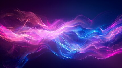 Fototapeta premium Abstract wave of pink and blue light on a dark background