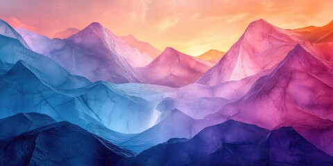 Abstract Mountainscape with Pink, Purple, and Blue Hues