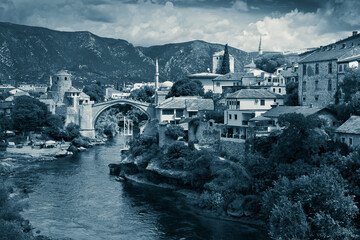 Old Bridge over the river Neretva. Mostar, Bosnia and Herzegovina