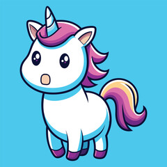 Cute Unicorn Surprised Cartoon Vector Icon Illustration