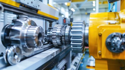 Fototapeta premium Automated machinery in a factory producing wind turbine components