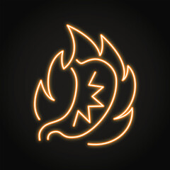 Stomach heartburn neon line icon