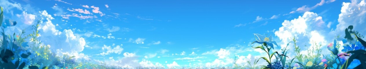 Obraz premium Enchanting Winter Wonderland with Delicate Mimosa Flowers in Snowy Landscape: Anime-Style 4K Scene for Creative Marketing, Game Design, and Seasonal Artwork. Dreamy Illustration Featuring Vibrant Blue