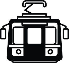 A black and white train with a zigzag line on top