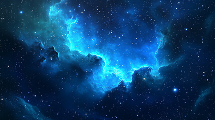 blue and green galactic nebula in space, beautiful stars at the night sky background 