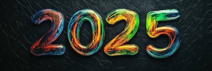 This is a vibrant and colorful representation of the year 2025, ideal for any festive themes and joyous celebrations