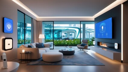 Futuristic Smart Interior Design. AI Generative