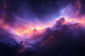 Fototapeta premium Colorful cosmic clouds glowing in a vast galaxy at night