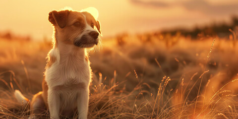 A pet sits contentedly by its favorite spot, tail wagging in contentment, the world spinning around it