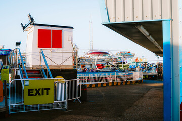 Early morning sunlight at the Hunstanton seafront funfair.