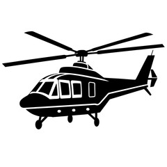 Helicopter black and white silhouette white background