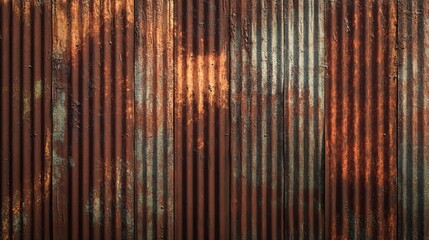 Artistic representation of an old and rusty zinc sheet wall, capturing the vintage style and corrosion pattern of metal in a retro concept