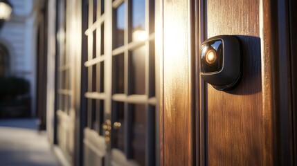 Doorbell with Flashing Alert Light: A modern doorbell with a flashing alert light.