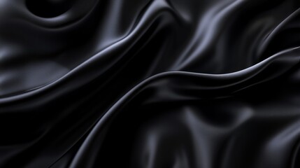 Fototapeta premium Black satin fabric forming an elegant background for products or designs