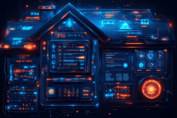 Obraz premium A futuristic home dashboard displaying various smart home controls, sleek and intuitive interface. Generative AI