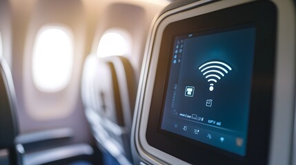 Digital Connectivity Displayed on Inflight Screen Representing Airborne Wi-Fi Networks